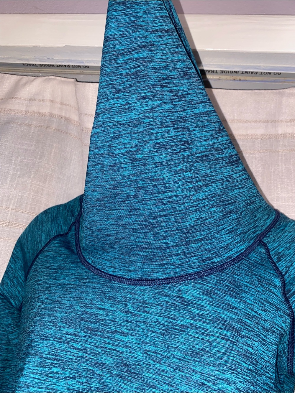 Reebok Space Dye Cowl Neck Pullover Sweatshirt Thumbholes Teal Blue Womens M - Picture 5 of 8